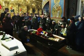 Farewell to fallen servicemen Myroslava Kopcha and Artur Vilchynsky
