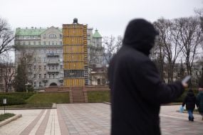 Monument to Taras Shevchenko in a special protective structure