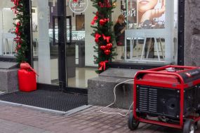 Generator on the street near a store in Kiev