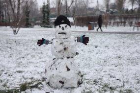 Snowman in a park in Kiev