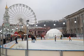 Skating rink on Kontraktova Square in Kyiv,