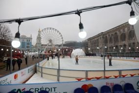 Skating rink on Kontraktova Square in Kyiv,
