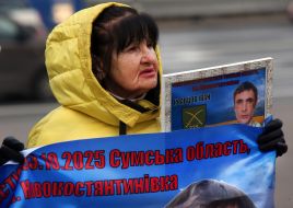 Peaceful action by families of missing servicemen of 225 OSHB-OSHP on Independence Square in Kyiv