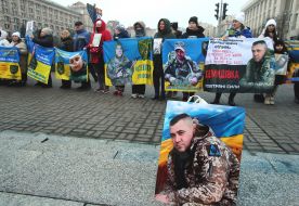 Peaceful action by families of missing servicemen of 225 OSHB-OSHP on Independence Square in Kyiv