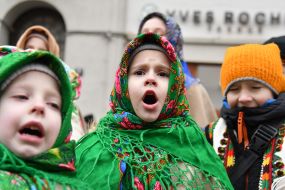 Participants in the festive procession