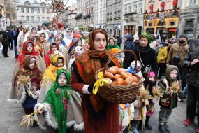 Participants in the festive procession