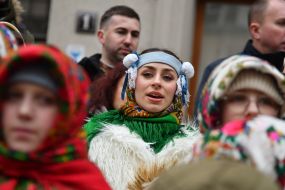 Participants in the festive procession
