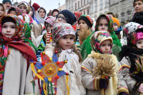 Participants in the festive procession