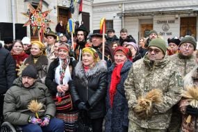 Participants in the festive procession