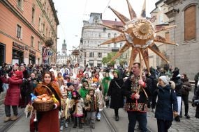 Participants in the festive procession