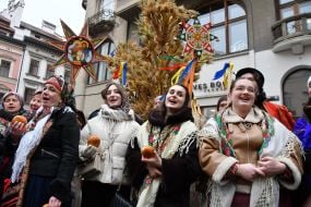 Participants in the festive procession