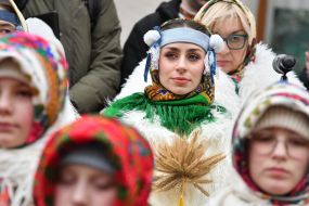 Participants in the festive procession