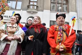 Participants in the festive procession