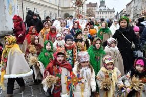 Participants in the festive procession