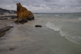 Sunflower oil spill in the sea off the coast of Odessa