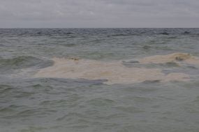 Oil slick in the sea off the coast of Odessa