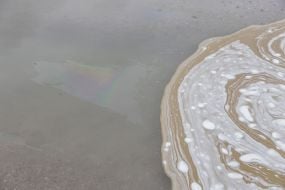 Oil slick in the sea off the coast of Odessa