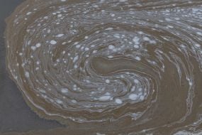 Oil slick in the sea off the coast of Odessa