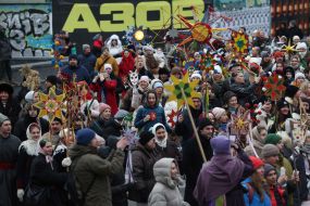 Christmas procession with stars in Kyiv