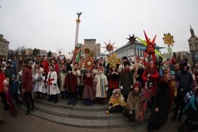 Christmas procession with stars in Kyiv