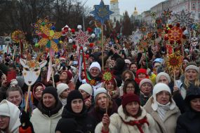Christmas procession with stars in Kyiv