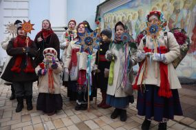 Christmas procession with stars in Kyiv