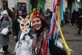 Christmas procession with stars in Kyiv