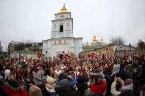Christmas procession with stars in Kyiv