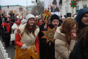 Christmas procession with stars in Kyiv