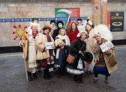 Christmas caroling in the Kyiv metro
