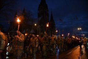 Torchlight procession in Lviv