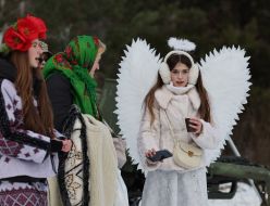Participants of The Vertepiya nativity scene carnival in the Lviv region