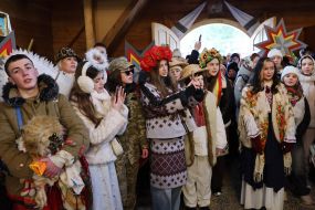 Participants of The Vertepiya nativity scene carnival in the Lviv region