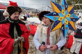 Participants of The Vertepiya nativity scene carnival in the Lviv region