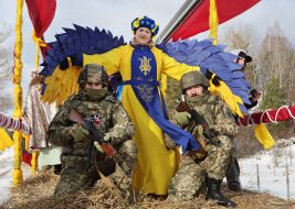 Participants of The Vertepiya nativity scene carnival in the Lviv region