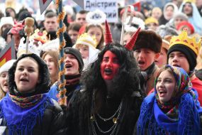 Participants of The Vertepiya nativity scene carnival in the Lviv region