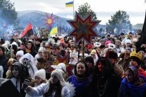 Participants of The Vertepiya nativity scene carnival in the Lviv region