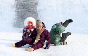 Children on an ice slide