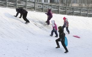 Children on an ice slide