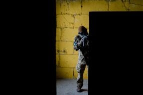 Participants in the airsoft competition