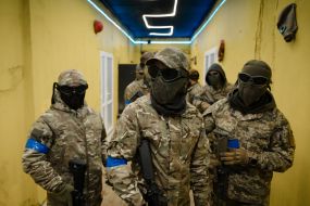 Participants in the airsoft competition