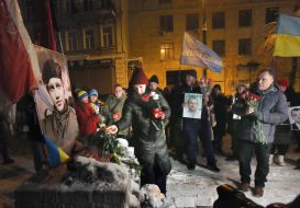 Memorial procession in honor of the first fallen Heroes of the Heavenly Hundred