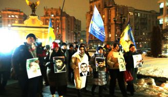 Memorial procession in honor of the first fallen Heroes of the Heavenly Hundred