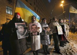 Memorial procession in honor of the first fallen Heroes of the Heavenly Hundred