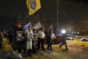 Memorial procession in honor of the first fallen Heroes of the Heavenly Hundred