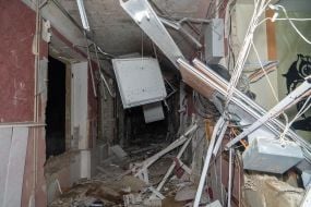 Destruction in a boarding school building