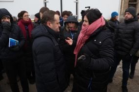 Foreign diplomats are shown the Darnitsa Thermal Power Plant in Kyiv after a massive Russian attack.