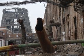 The aftermath of Russian missile strikes on the Darnitsa Thermal Power Plant in Kyiv