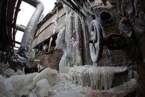 The aftermath of Russian missile strikes on the Darnitsa Thermal Power Plant in Kyiv