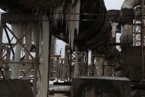 The aftermath of Russian missile strikes on the Darnitsa Thermal Power Plant in Kyiv